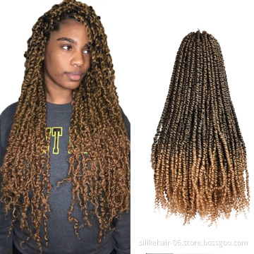 Hot Selling Ombre Brown Black Long Pre-Twisted Spring Bomb Braids Bulk Passion Twist Crochet Braiding Synthetic Hair Extensions